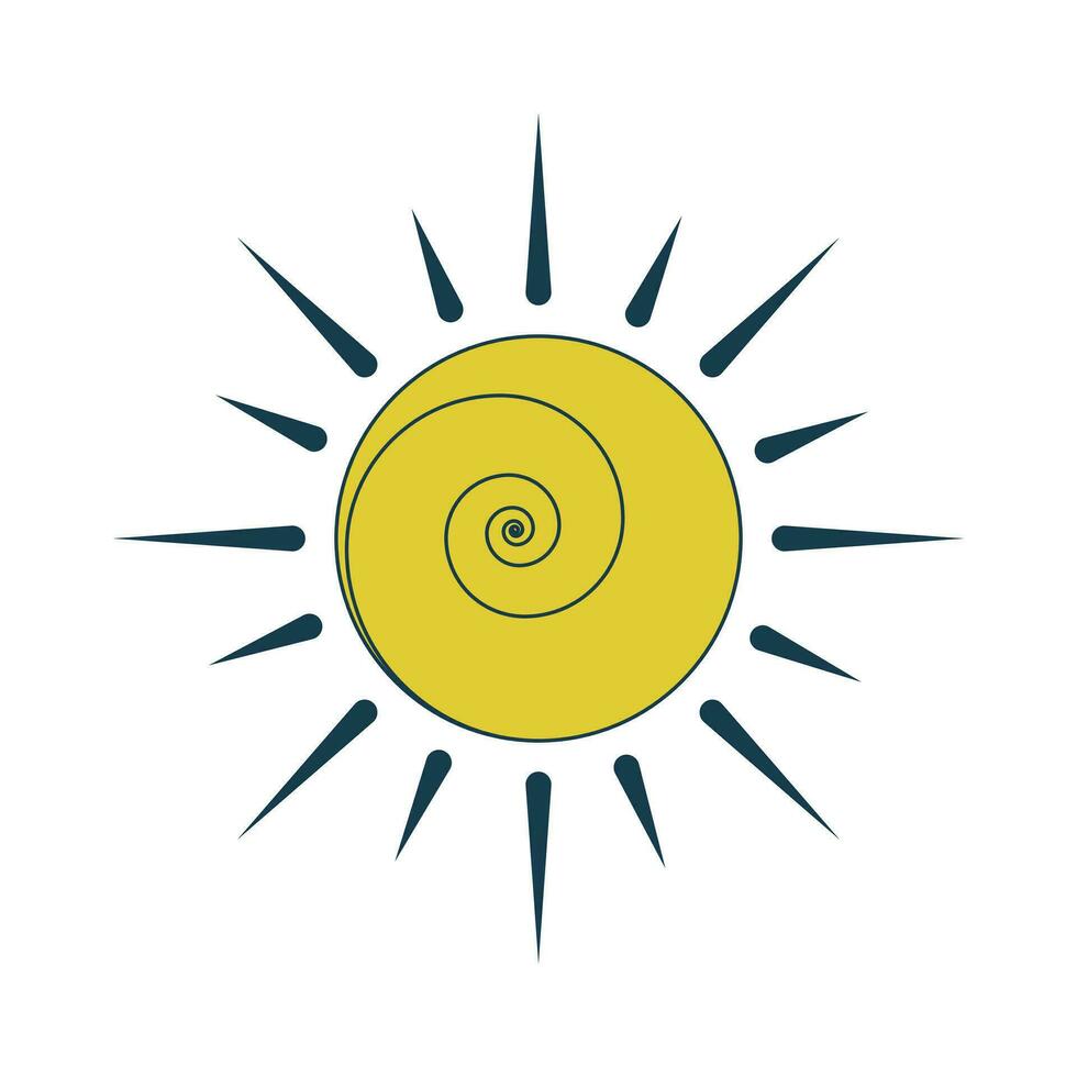 Creative abstract sun flat line color isolated vector object. Sunshine weather. Sun rays. Editable clip art image on white background. Simple outline cartoon spot illustration for web design
