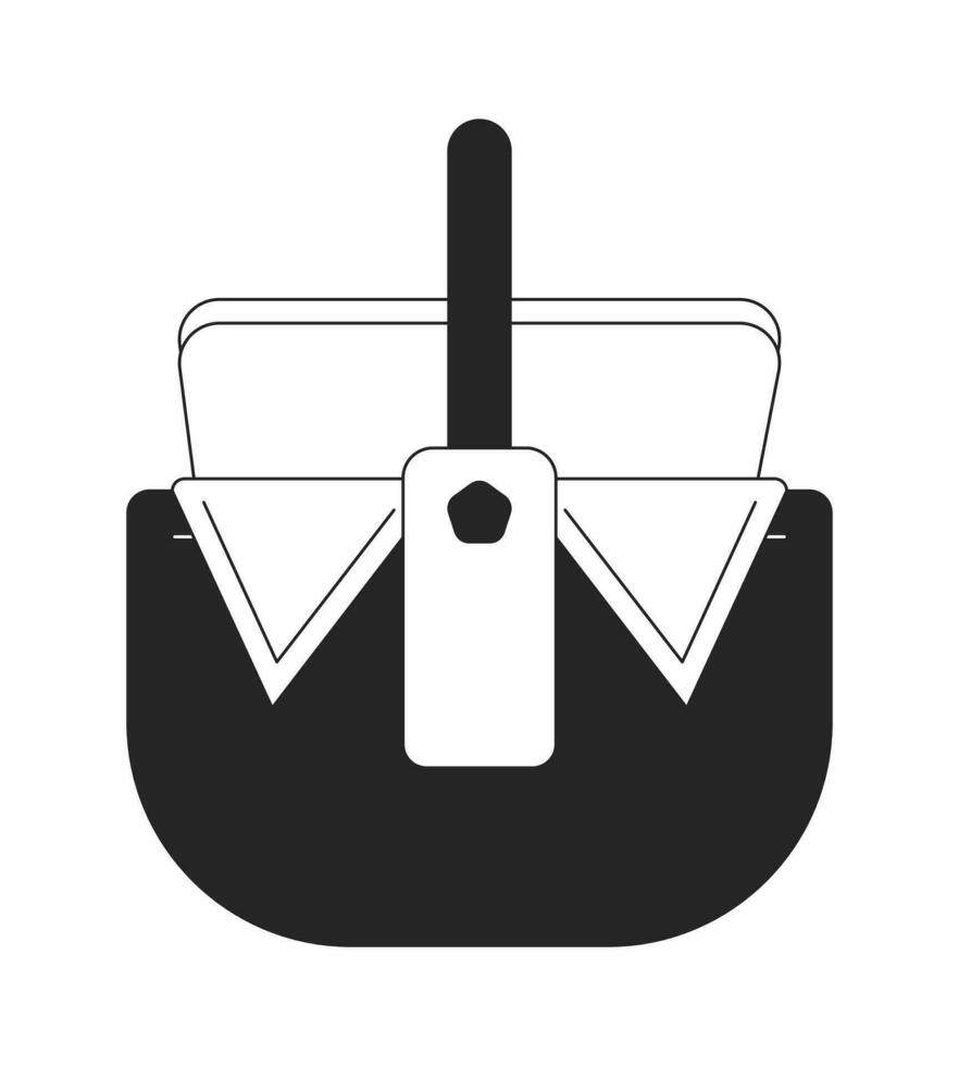 Picnic basket flat monochrome isolated vector object. Container for food. Lunch storage. Summertime. Editable black and white line art drawing. Simple outline spot illustration for web graphic design