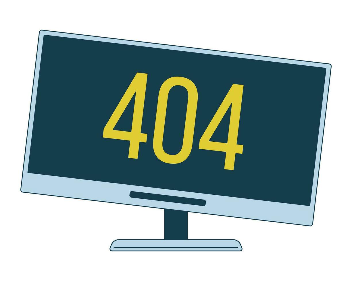 404 error computer monitor flat line color isolated vector object. Failure technology. Editable clip art image on white background. Simple outline cartoon spot illustration for web design