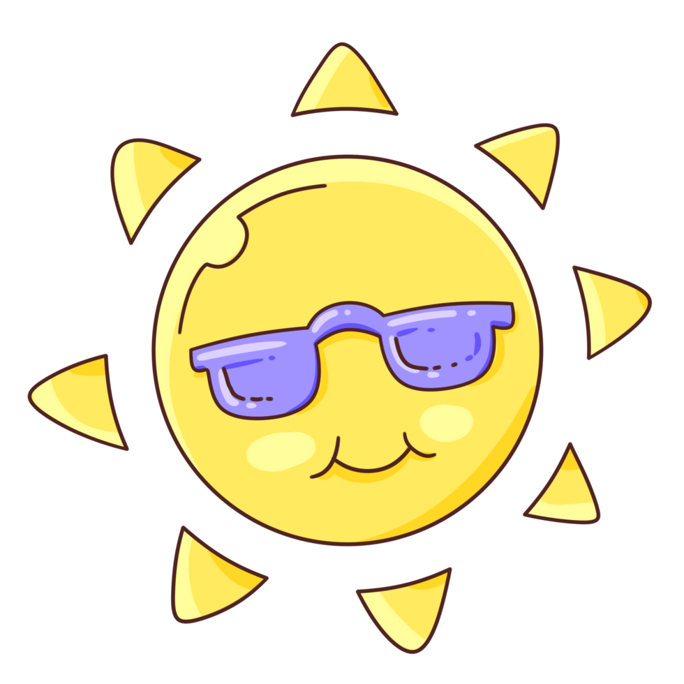 Summer Cartoon Clipart Sticker Sun Isolated png