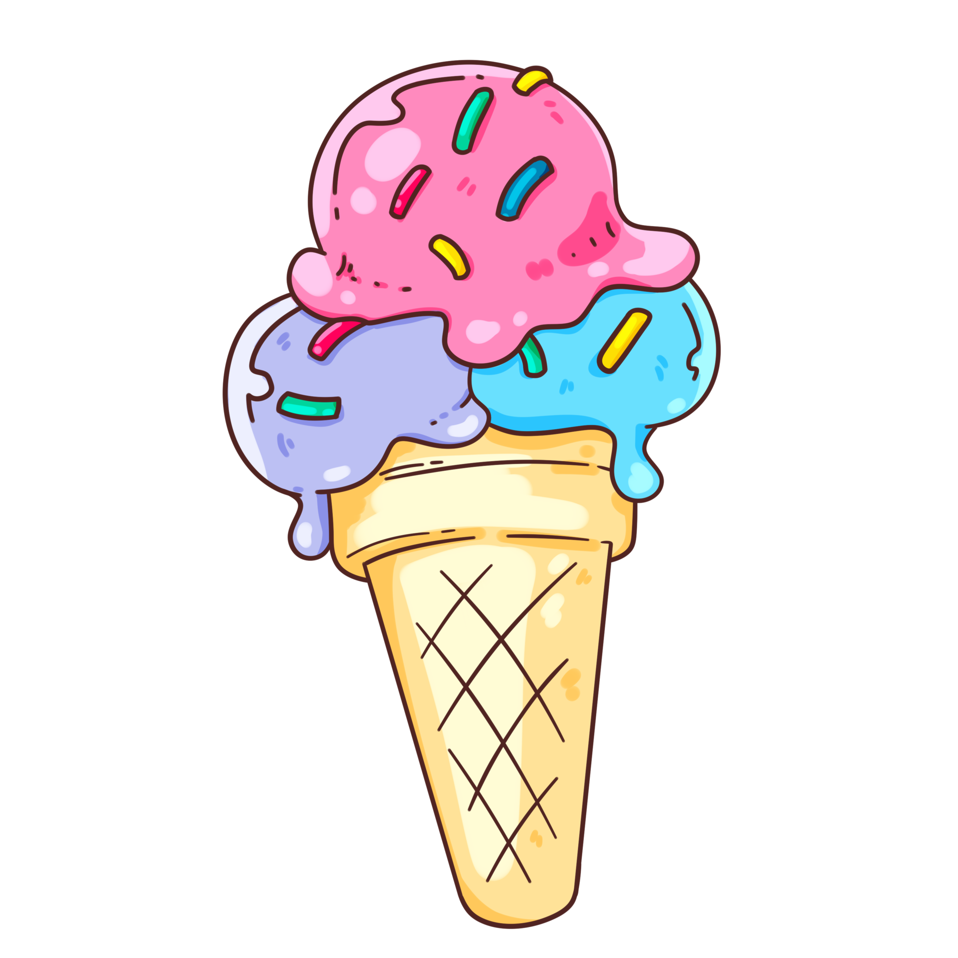 Summer Cartoon Clipart Sticker Ice Cream Isolated Png