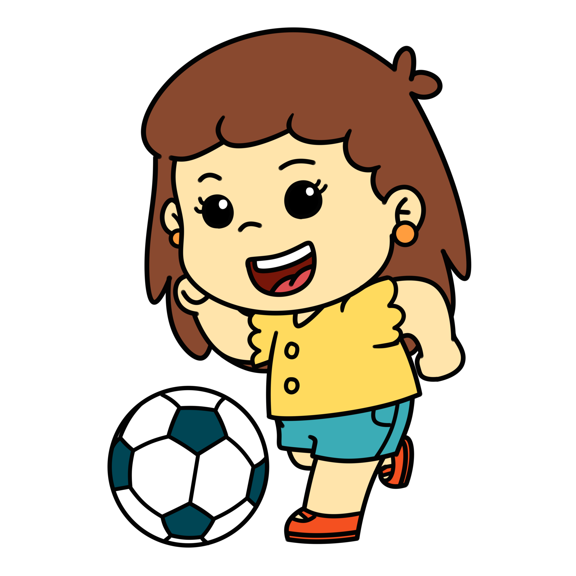 menina jogando futebol para colorir isolado 6823513 Vetor no Vecteezy