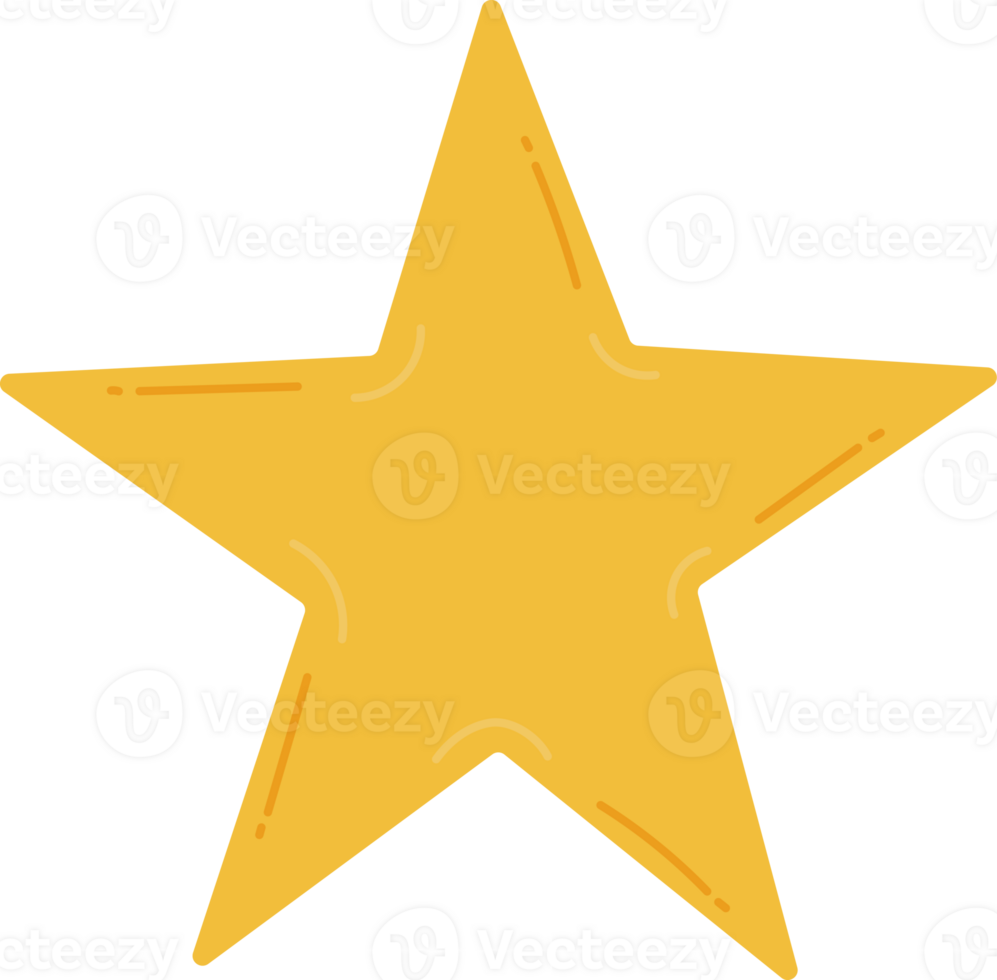 Yellow star doodle art. png