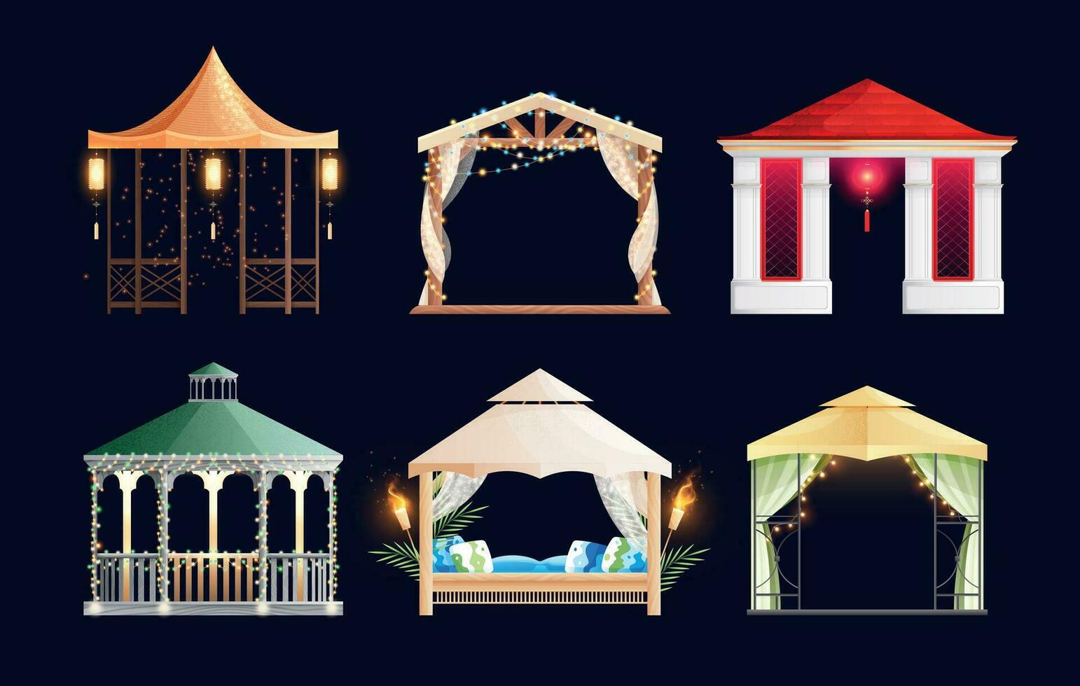 Gazebo Flat Set vector