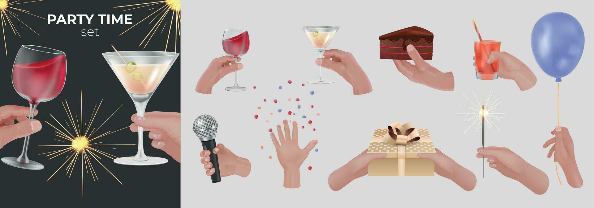 Hands At Party Set vector