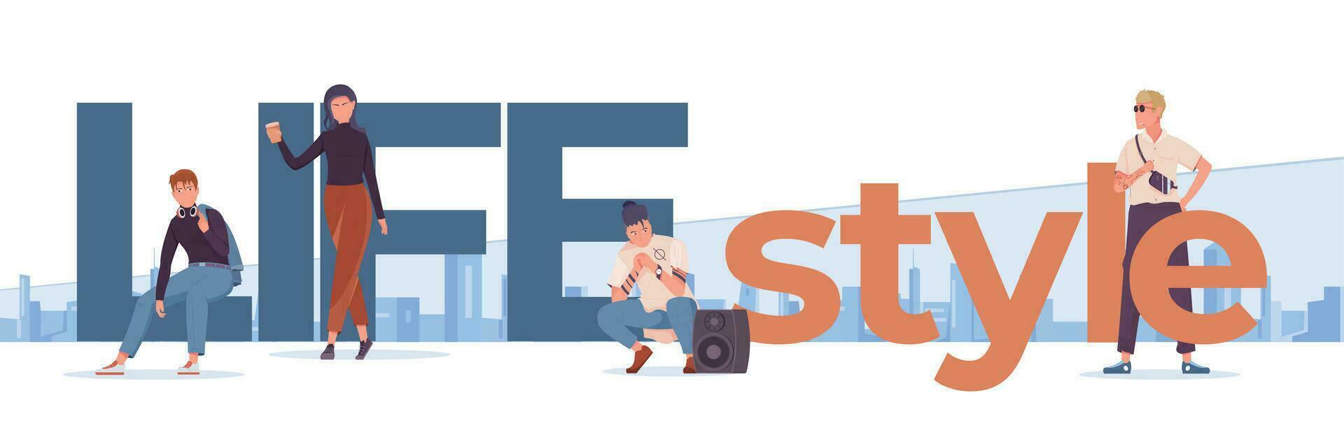 People Lifestyle Flat Text vector