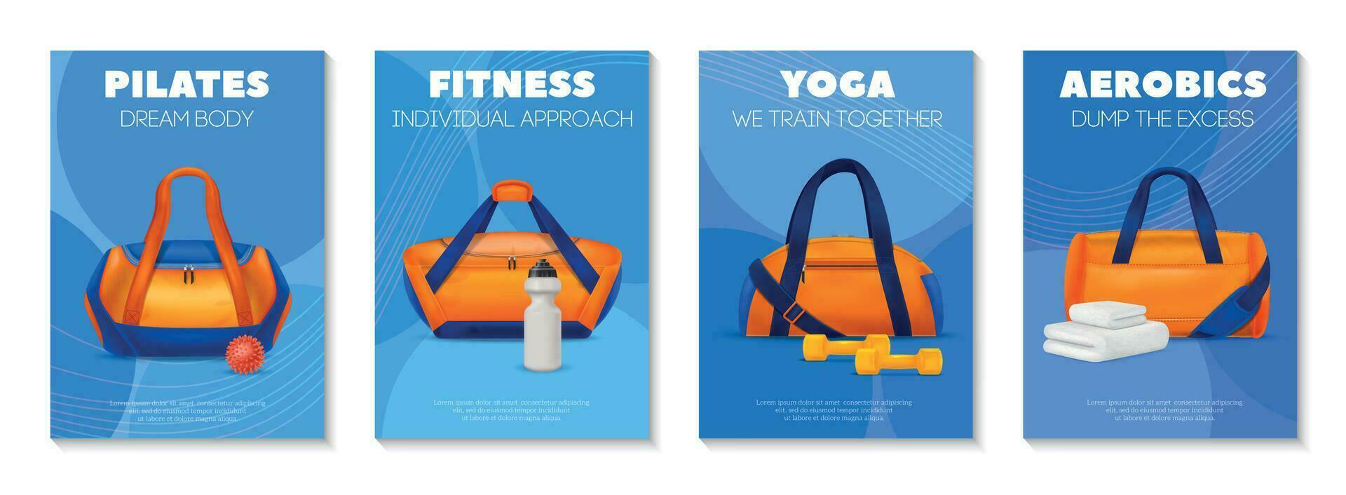 Realistic Fitness Posters Set vector