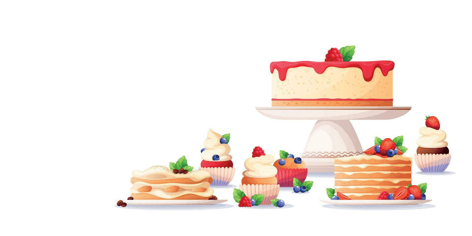 Flat Desserts Composition vector