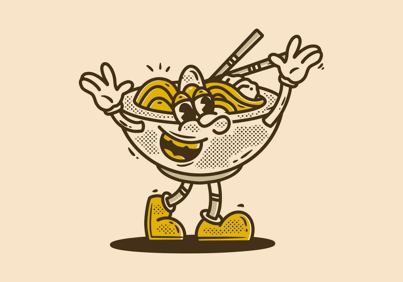 ramen mascota personaje con contento expresión vector