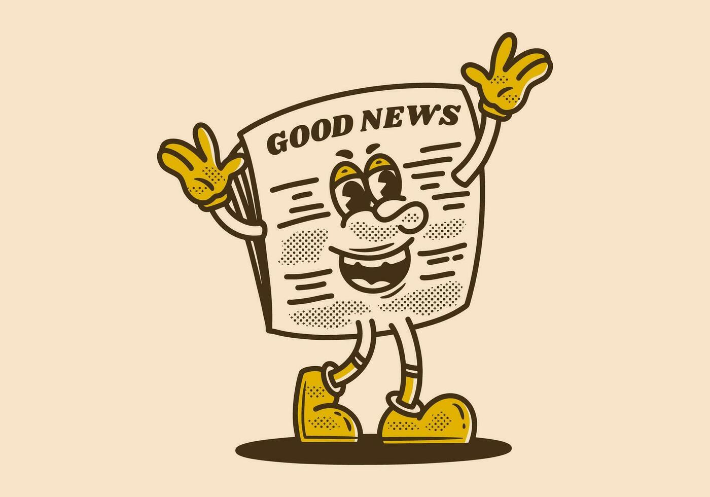 Newspaper mascot character illustration with happy expression vector