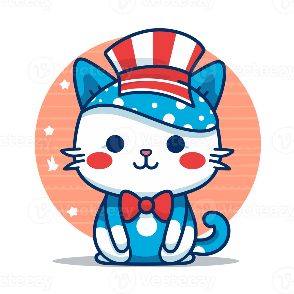 4th of July, Independence Day, Cartoon, Cat, png