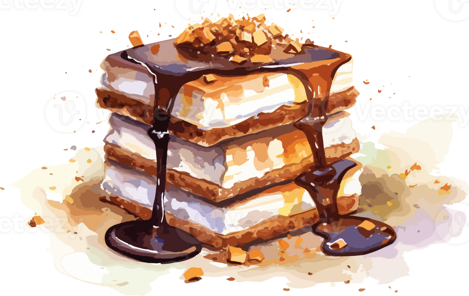 Aquarell Kuchen , Illustration, süß Design, ai generativ png