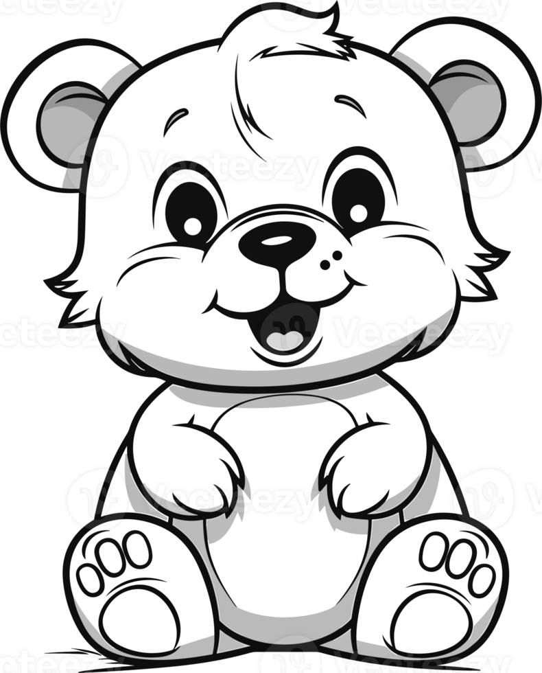 Bear, colouring book for kids,illustration, png