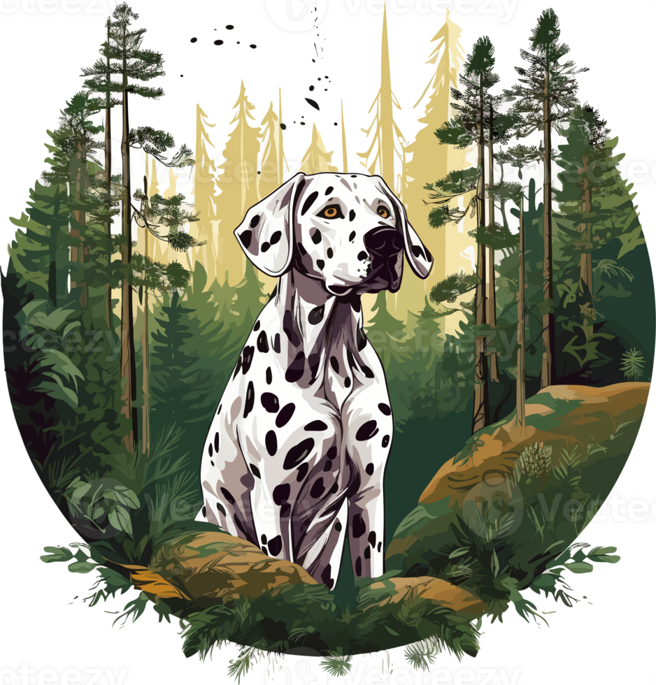 Graphic of a dalmatian dog, Tshirt design, png