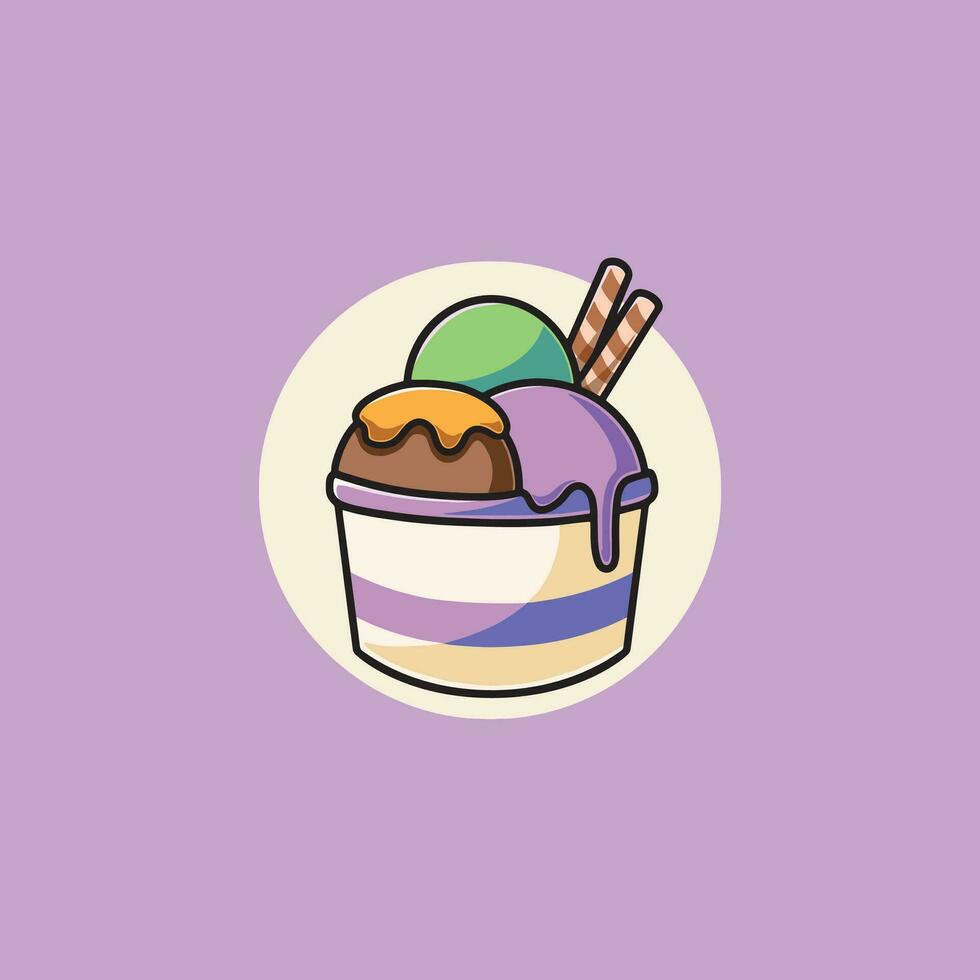 Delicious ice cream icon cartoon illustration vector