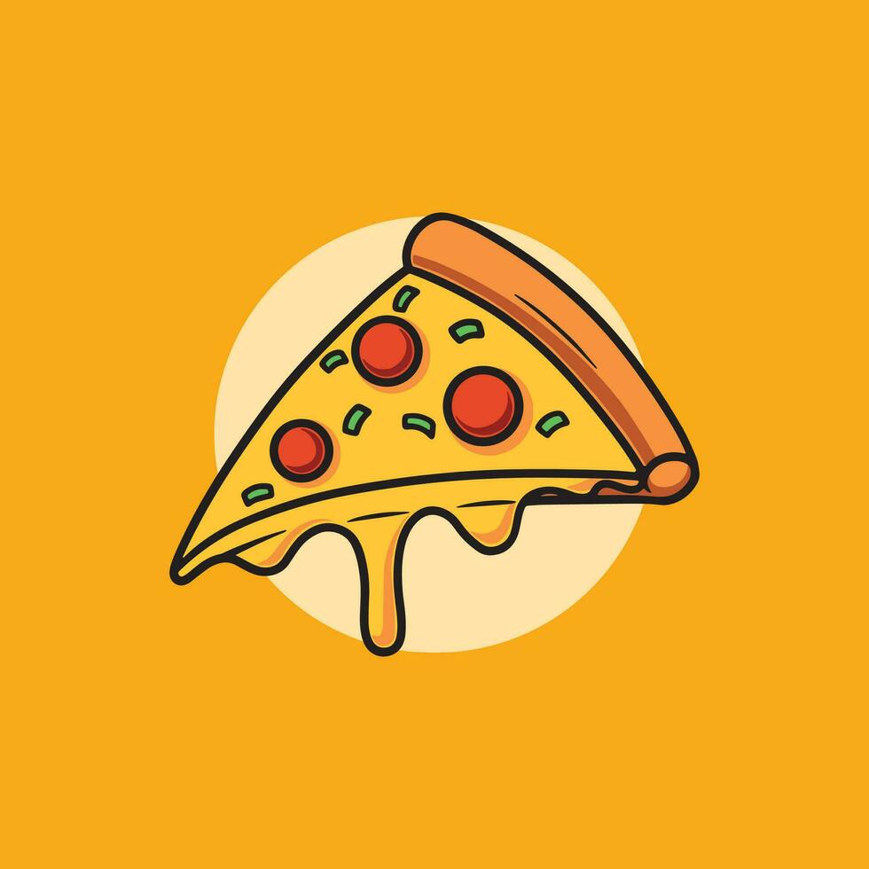 Delicious pizza icon cartoon illustration vector