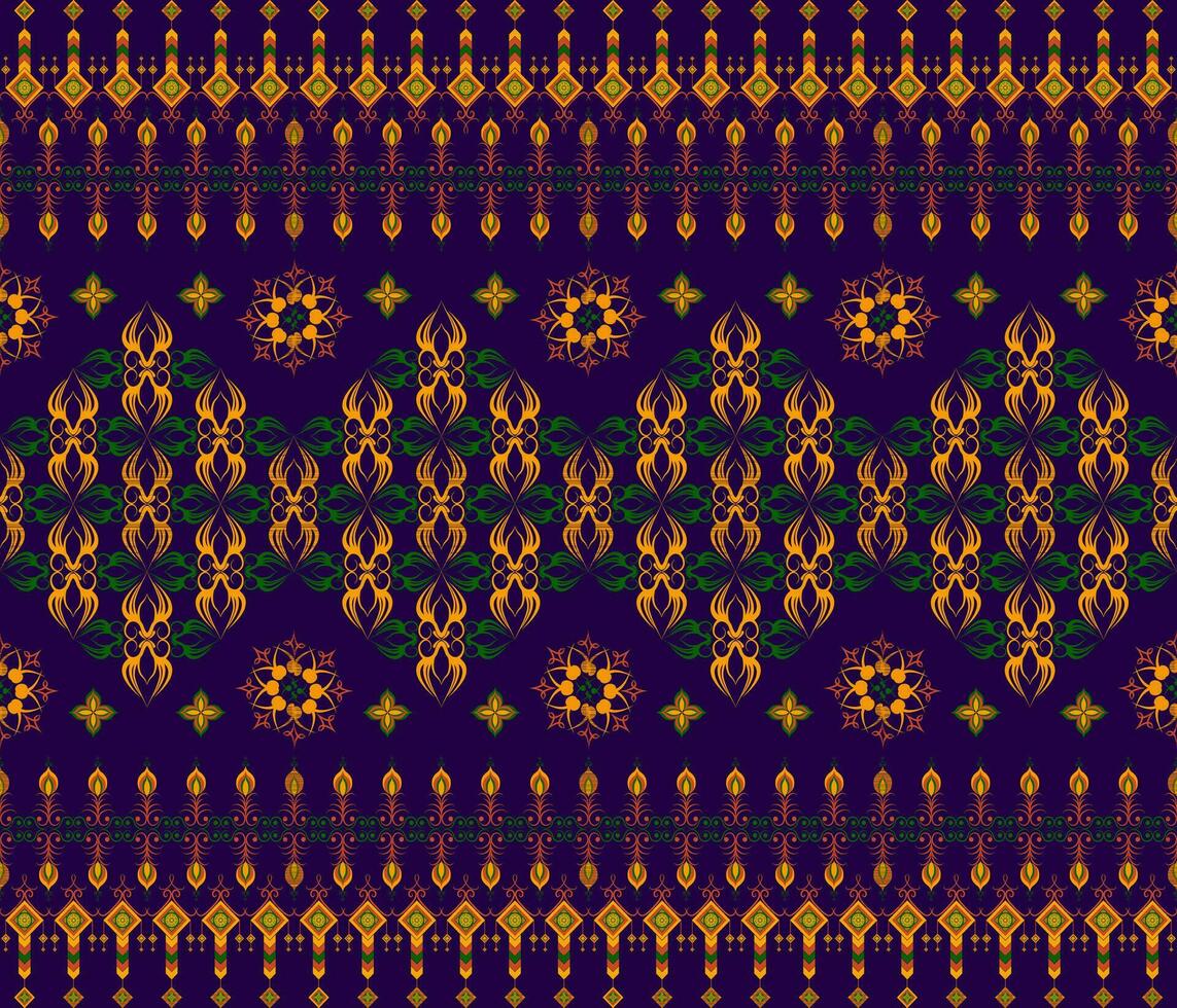 bordado indio azteca tela modelo en amarillo y púrpura vector