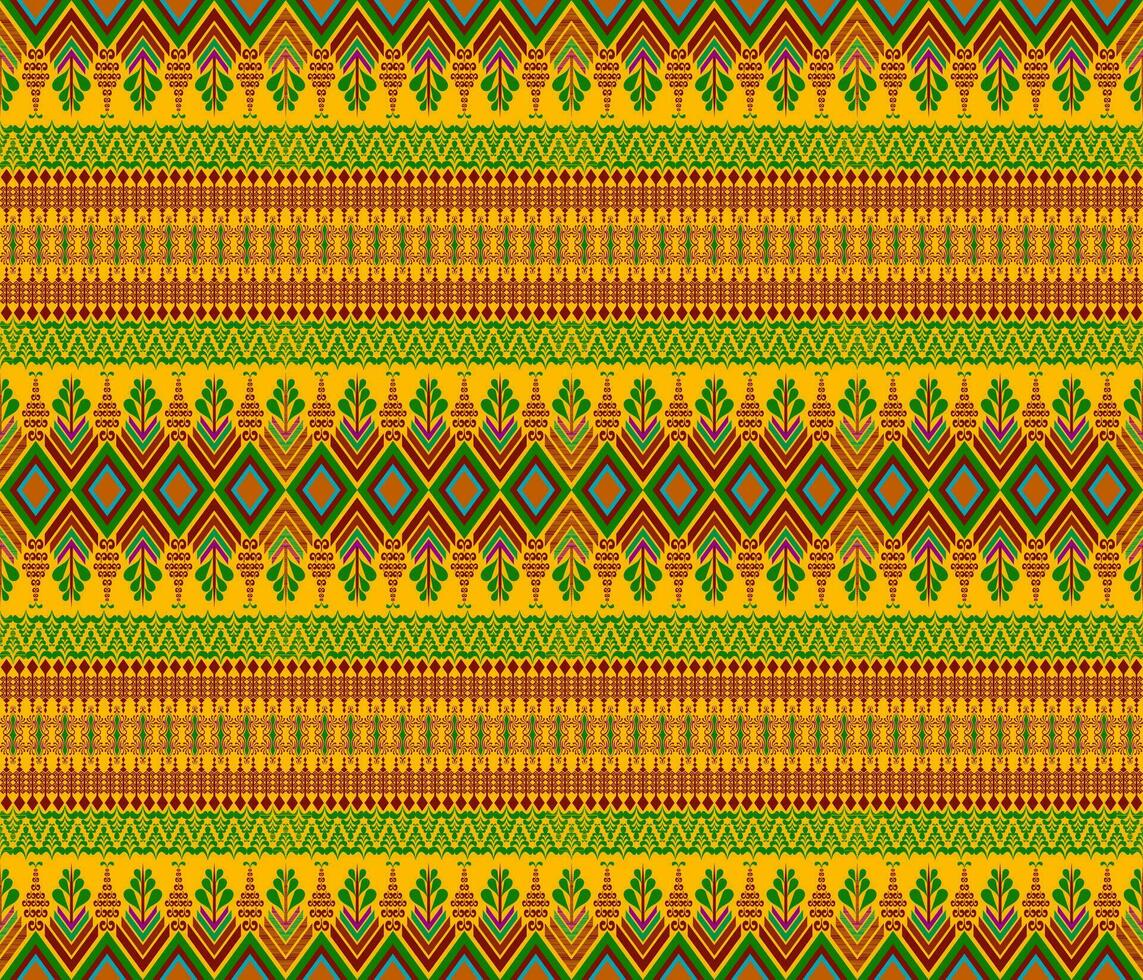 Embroidery indian aztec fabric pattern yellow, dark brown vector