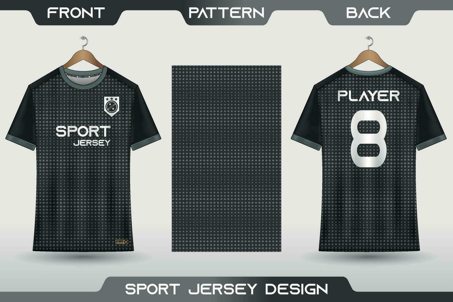 Deportes jersey y camiseta modelo Deportes jersey diseño. Deportes diseño para fútbol, carreras, juego de azar jersey. con frente, espalda ver y modelo. vector