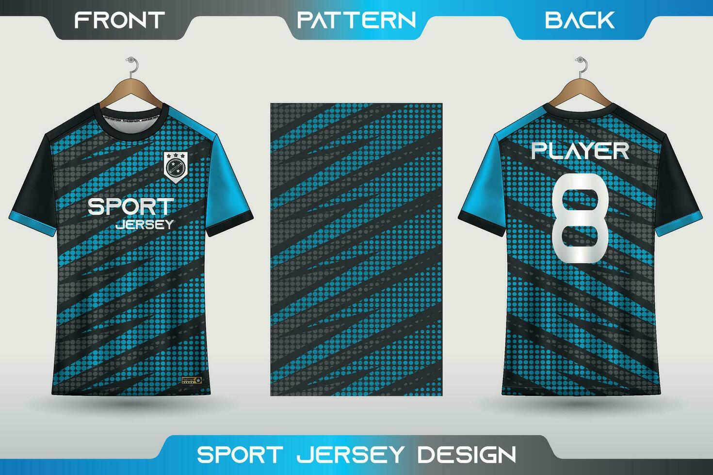 Deportes jersey y camiseta modelo Deportes jersey diseño. Deportes diseño para fútbol, carreras, juego de azar jersey. con frente, espalda ver y modelo. vector