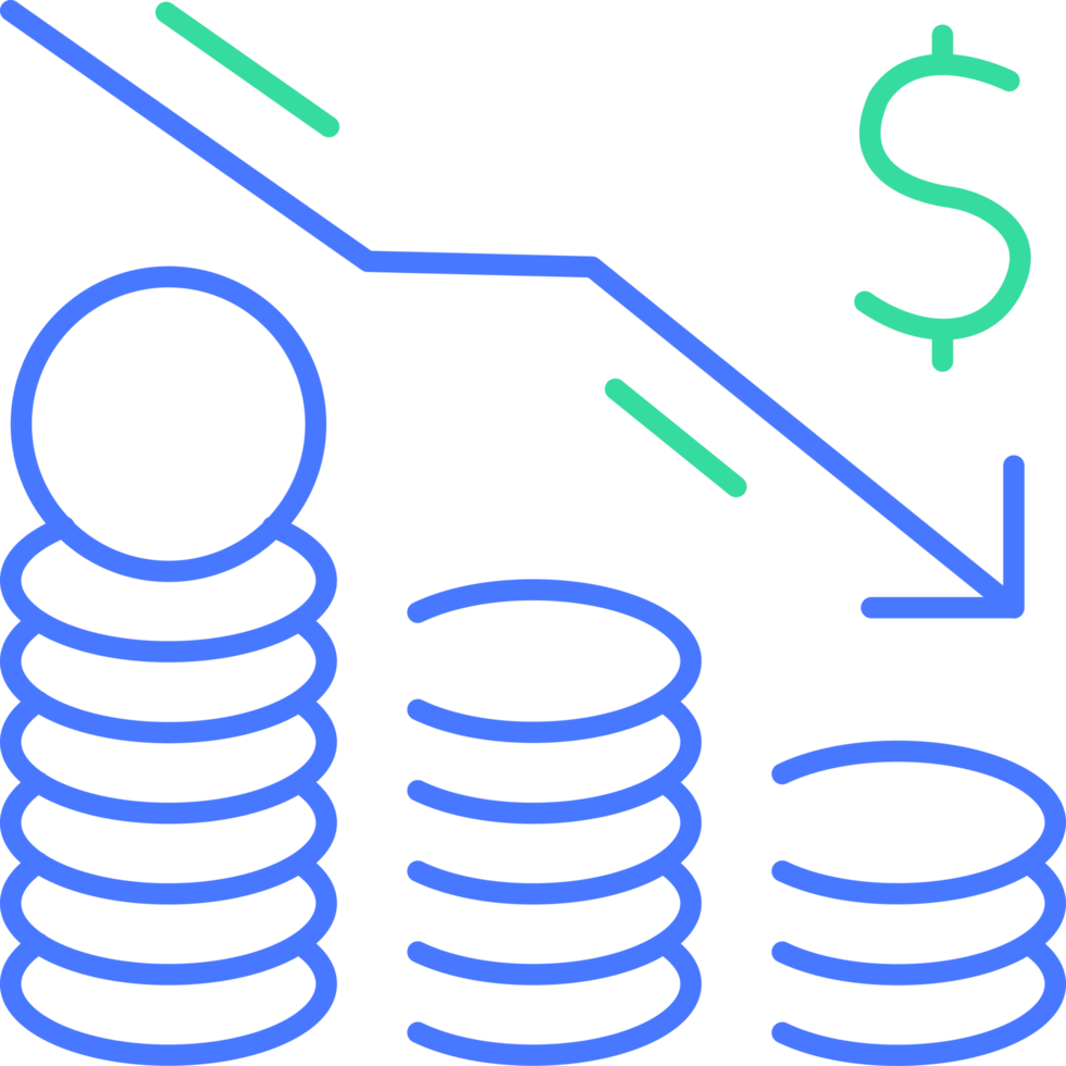 Decrease money line icon png