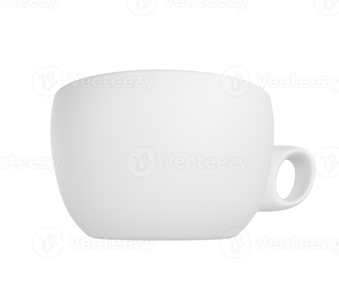 3d photo realistic white cup icon mockup rendering. Design Template for Mock Up. ceramic clean white mug with a matte effect isolated transparent png