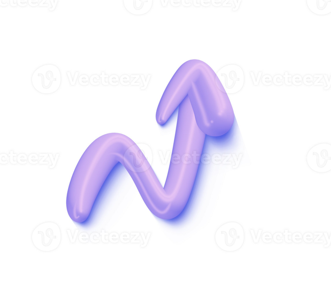 3d freccia astratto zigzag e giusto su pointer icona minimalista stile illustrazione. isolato trasparente png