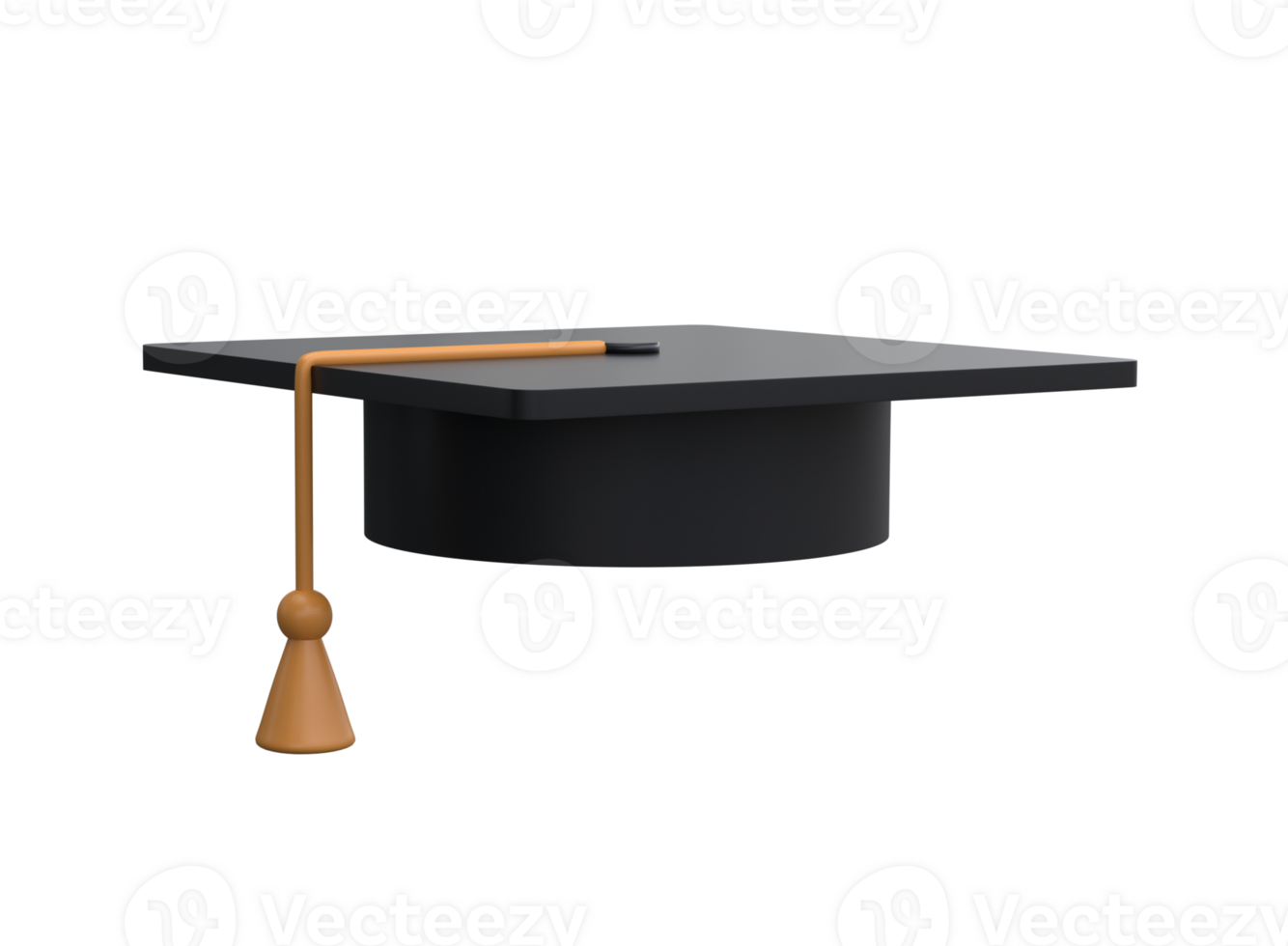 Graduation university or college black cap 3d icon education realistic illustration isolated transparent png. Element for degree ceremony and educational programs design png