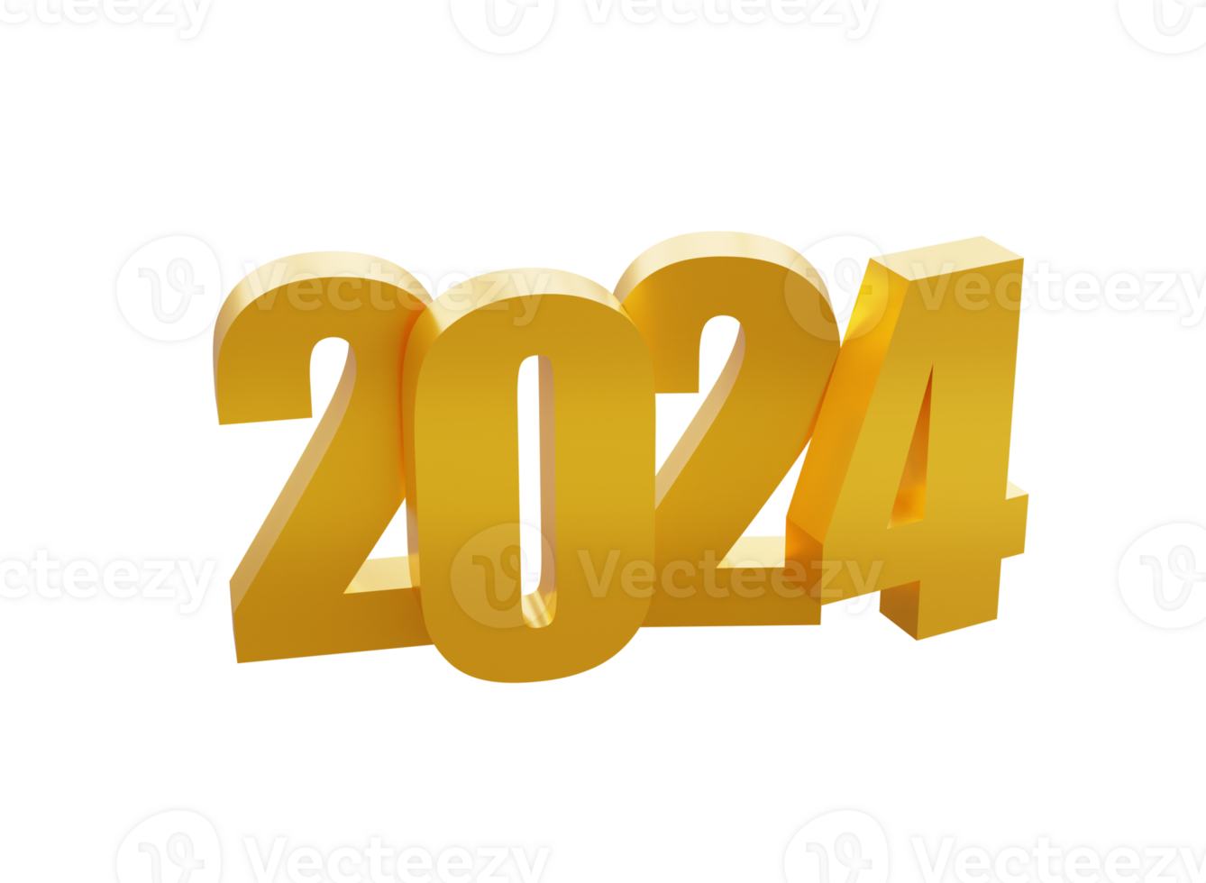 Happy New Year 2024 with shiny 3D golden numbers isolated transparent png. Holiday golden celebration design. Premium element for posters, banners, calendar and greeting card png
