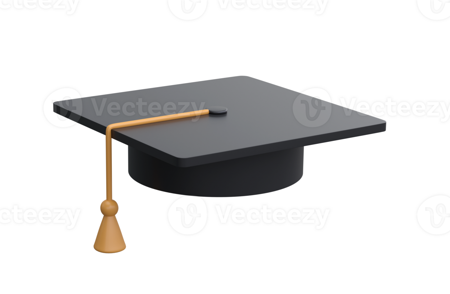 Graduation university or college black cap 3d icon education realistic illustration isolated transparent png. Element for degree ceremony and educational programs design png