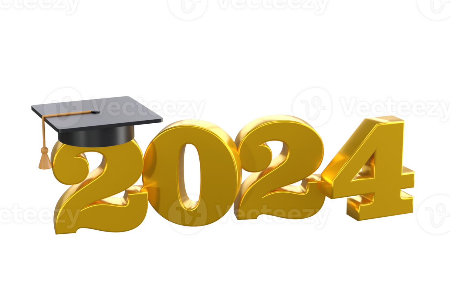 Class of 2024 3d icon. Congratulation graduates design template with