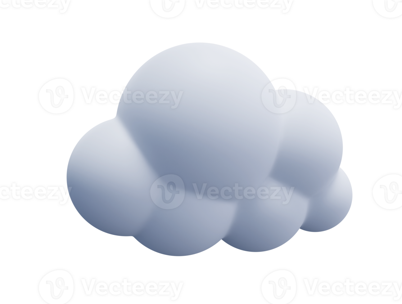 Light white 3d cloud icon cute rendering. Render soft round cartoon fluffy cloud icon shape illustration isolated transparent png