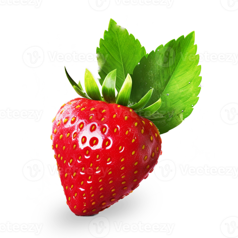 fraise transparent Contexte fraise png lumière fraise avec feuille ai généré