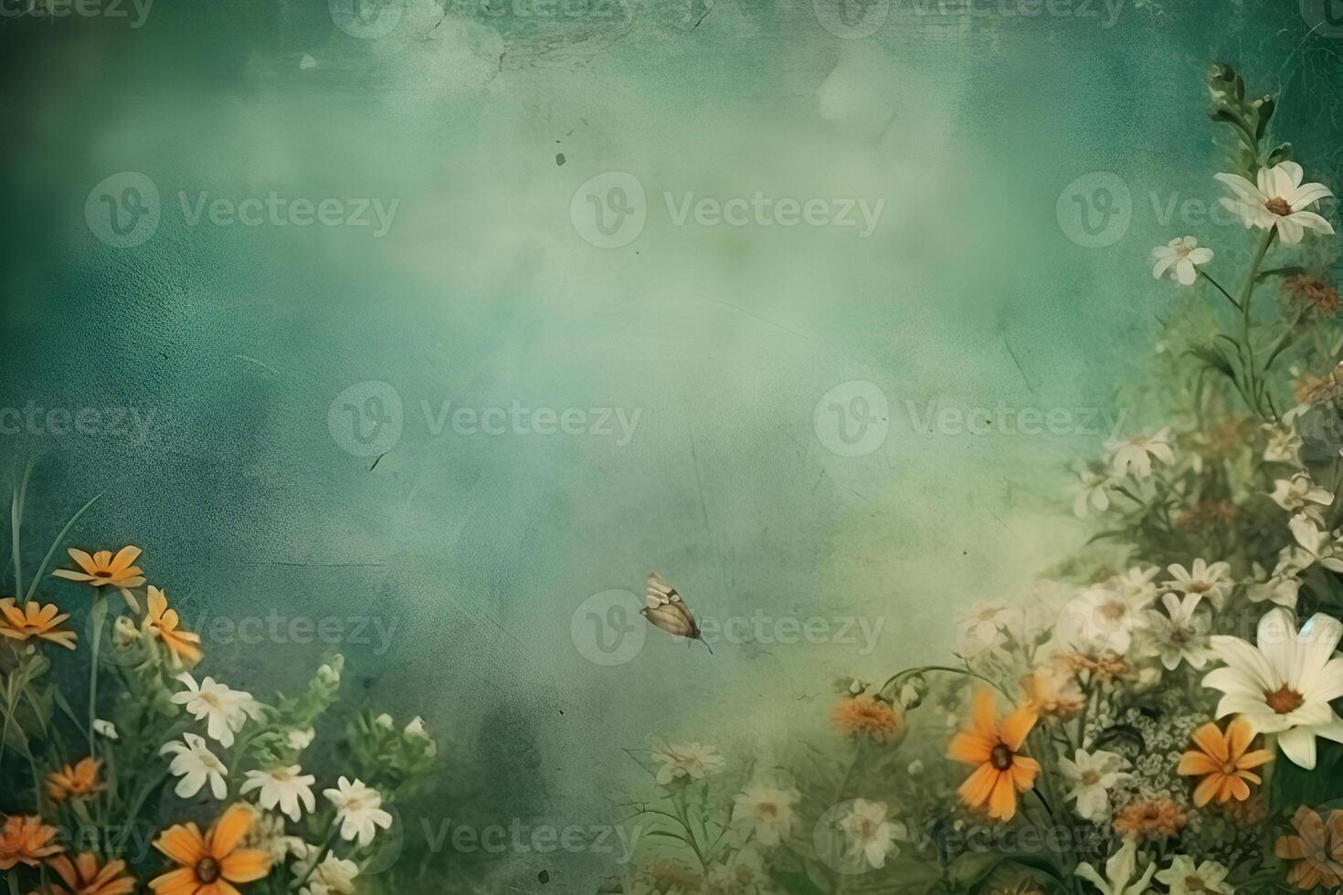 vintage tender flowers in different colors with free space on the left photo
