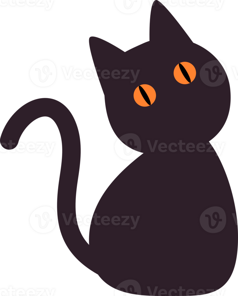 Witch Black Cat Orange Eyes Color 24819372 PNG