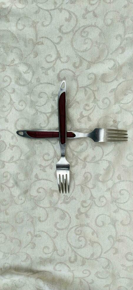 kitchen fork with chrome color from metal photo