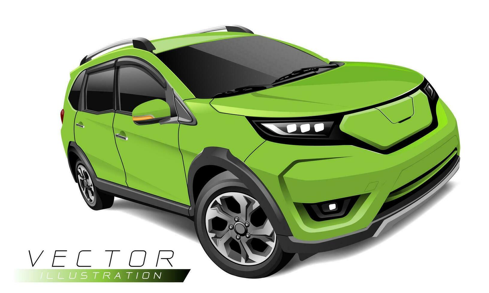 realista verde deporte dos tono lujo coche conjunto en blanco metálico antecedentes vector