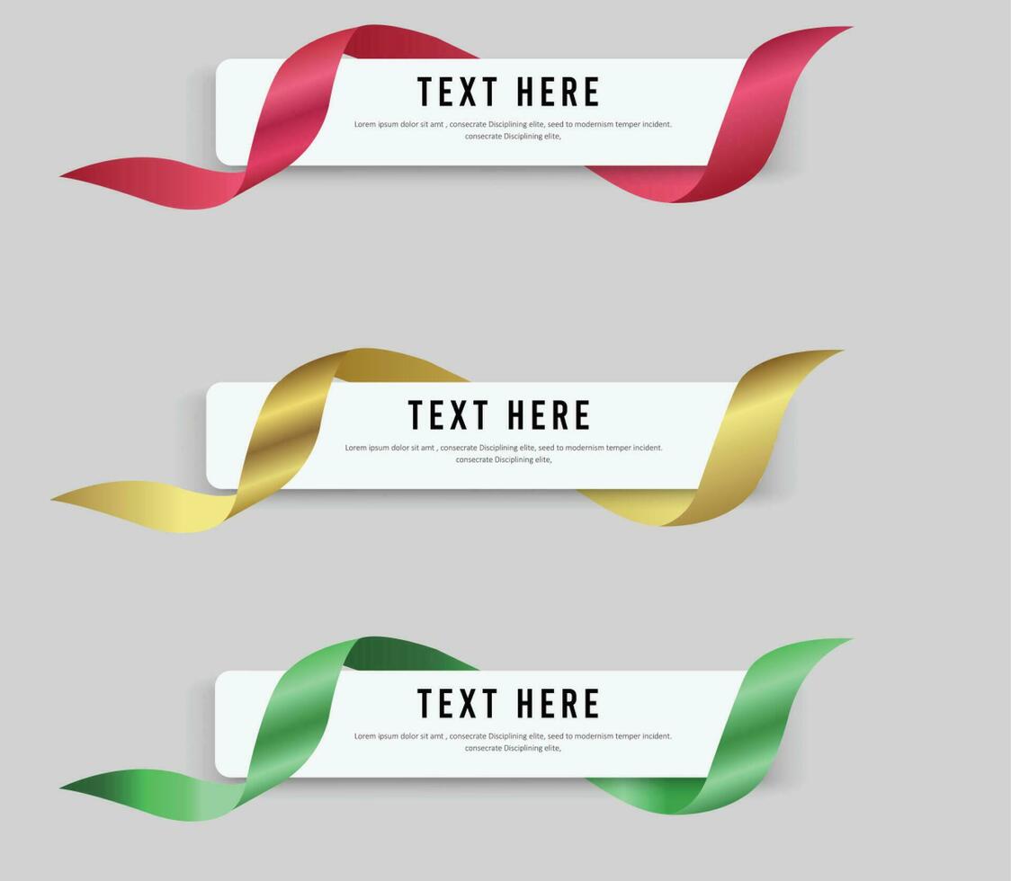 Golden ribbons set vector