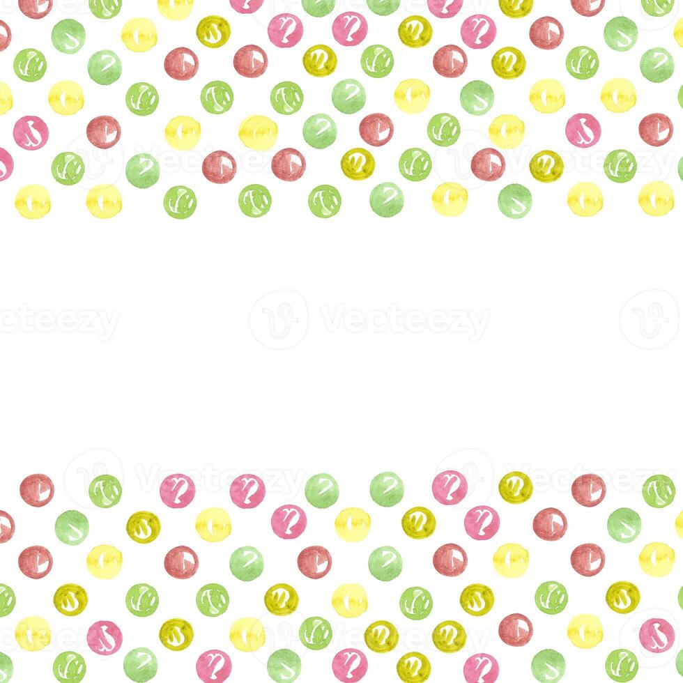 Hand drawn colorful watercolor beads frame. Isolated on white. Can be used for cards, invitations, label. photo