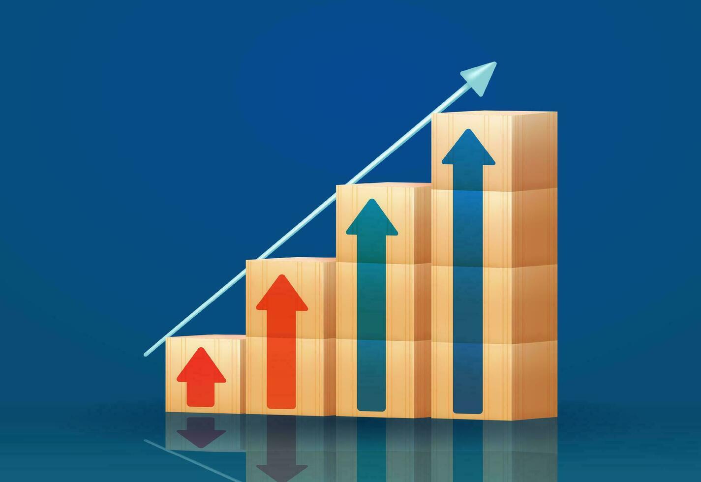 Wooden blocks are arranged like a ladder with an upward arrow. Ladder career path concept for successful process of business growth vector