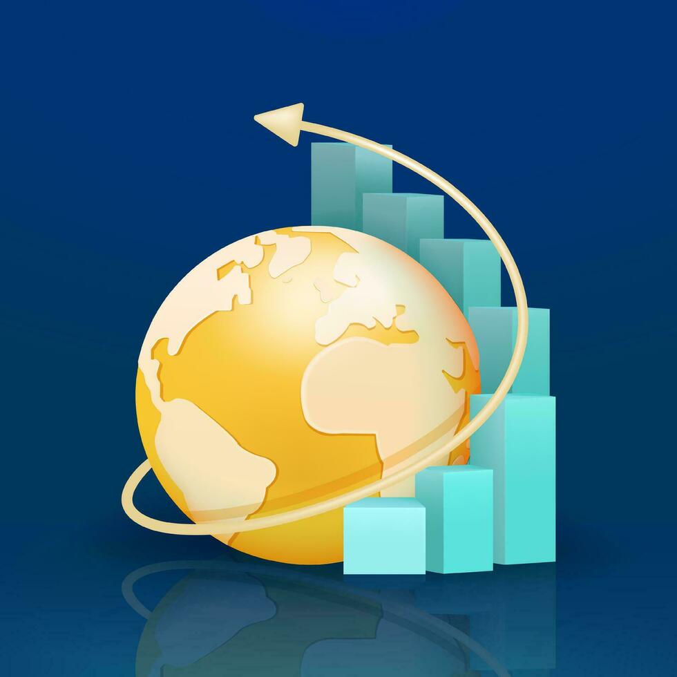 Global business, ladder curve around the earth. Mini world with curved stairs and arrows, perfect for business vector