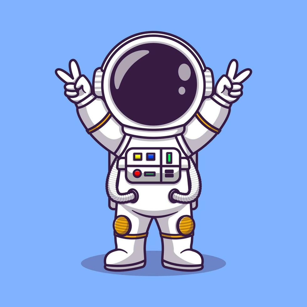 linda astronauta ondulación mano a espectáculo paz símbolo dibujos animados vector icono ilustración