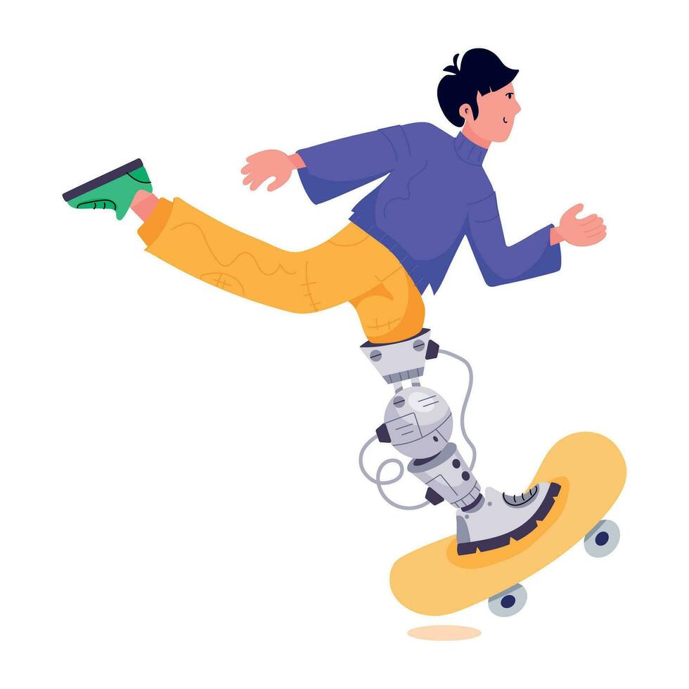 Trendy Robot Skating vector