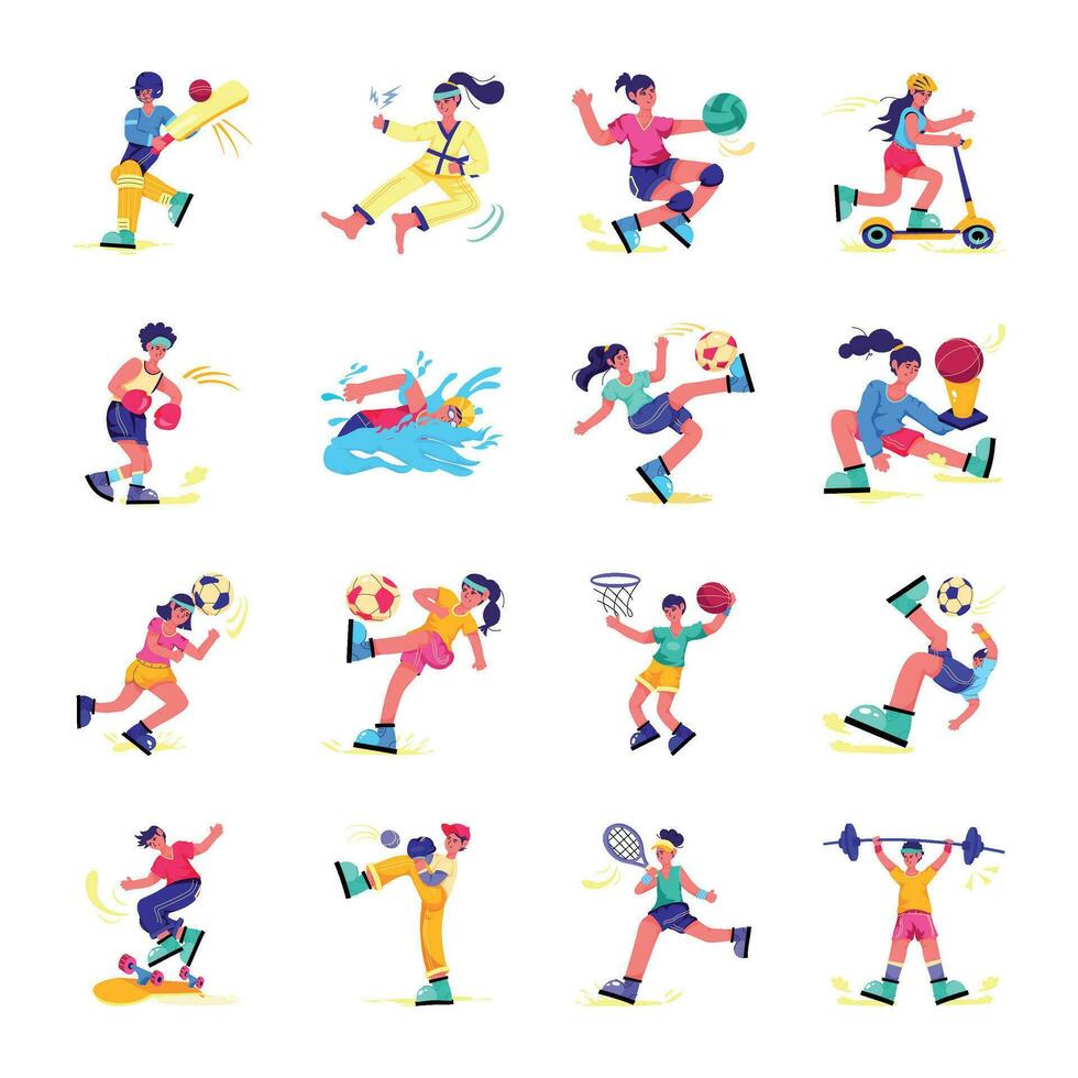 colección de deportista plano ilustraciones vector