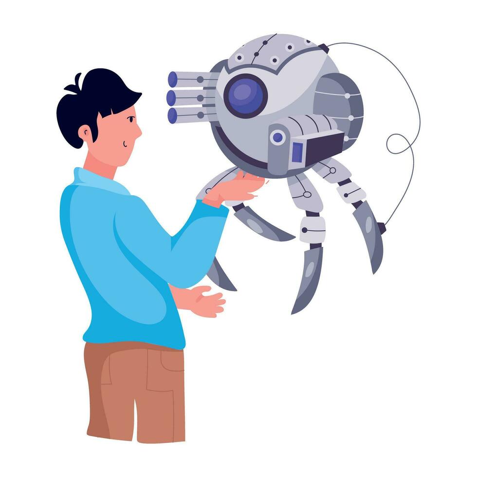 Trendy Robot Engineer vector