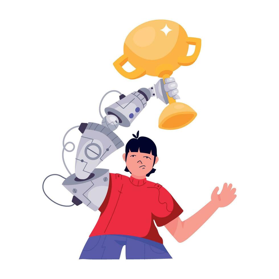 Trendy Robot Trophy vector