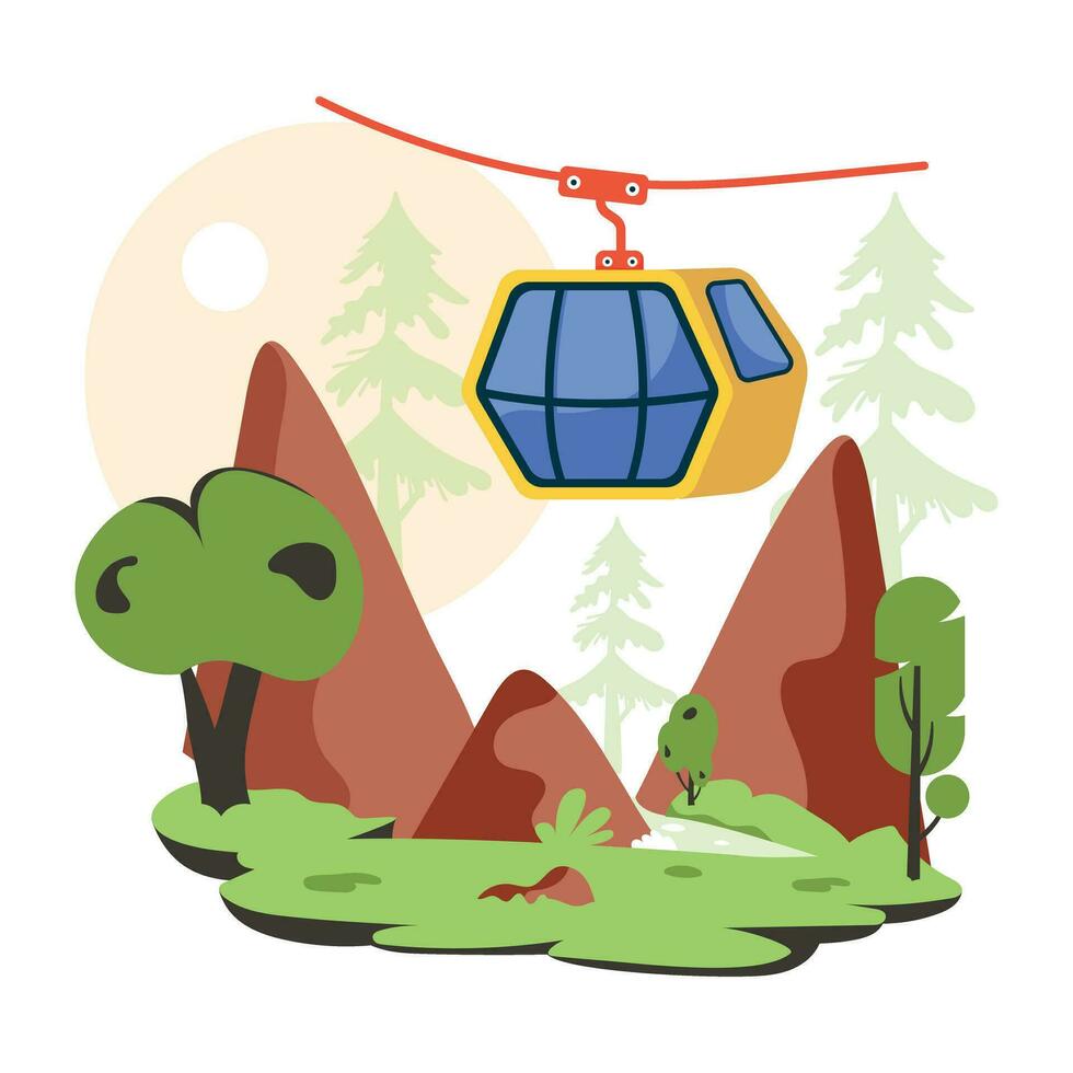 Trendy Forest Chairlift vector