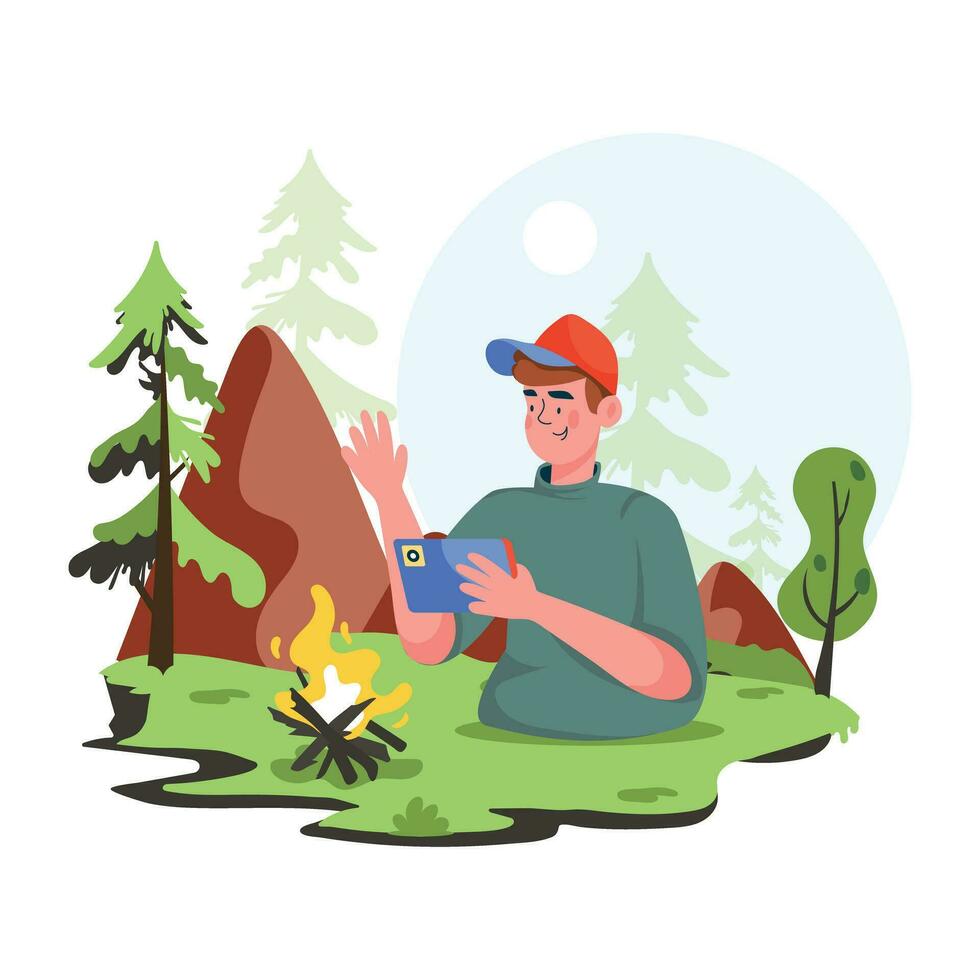Trendy Forest Vlogging vector