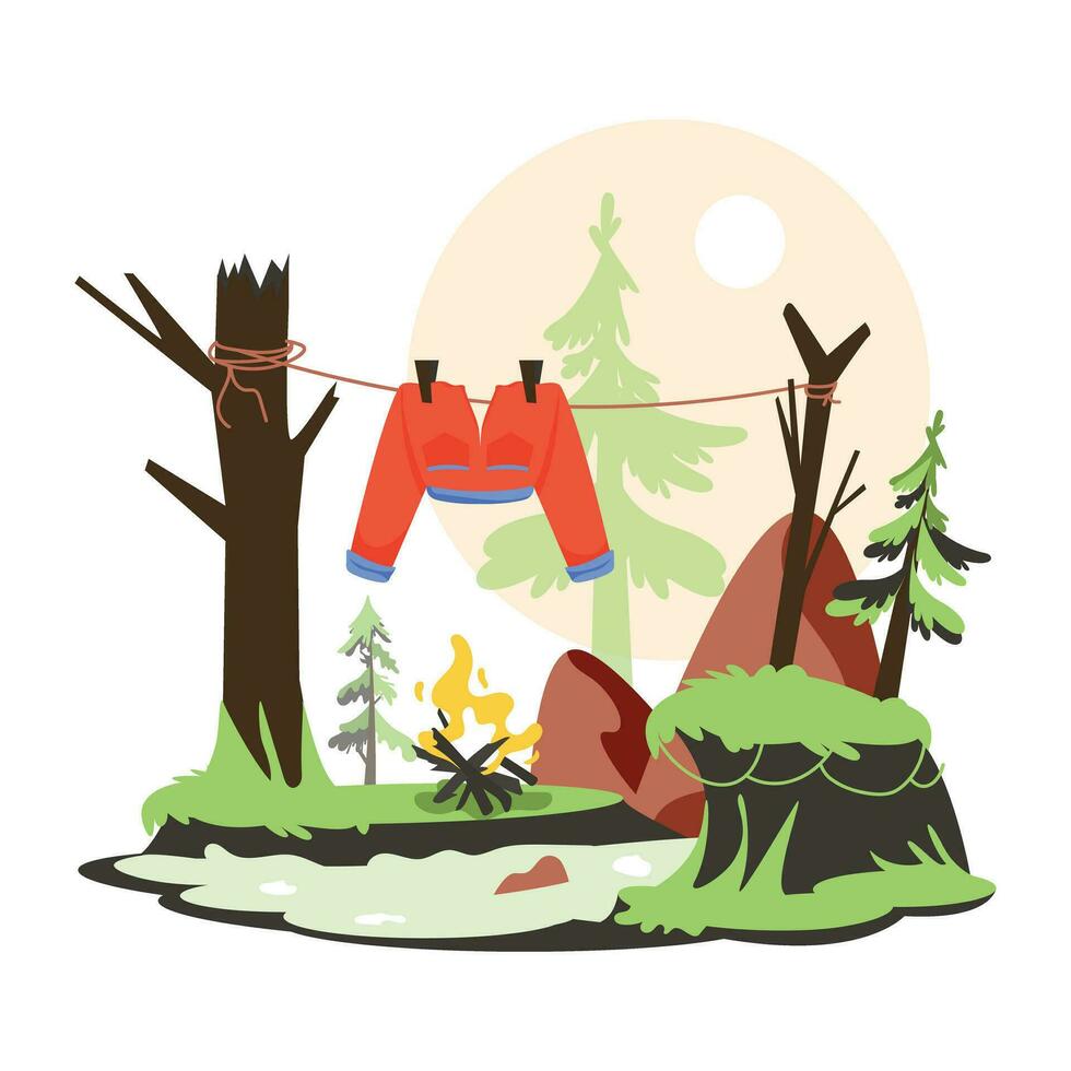 Trendy Camping Area vector