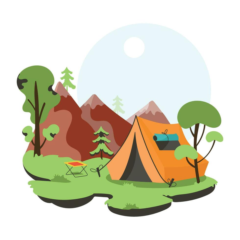 Trendy Jungle Camping vector